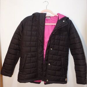 Carhartt black puffer jacket with pink lining